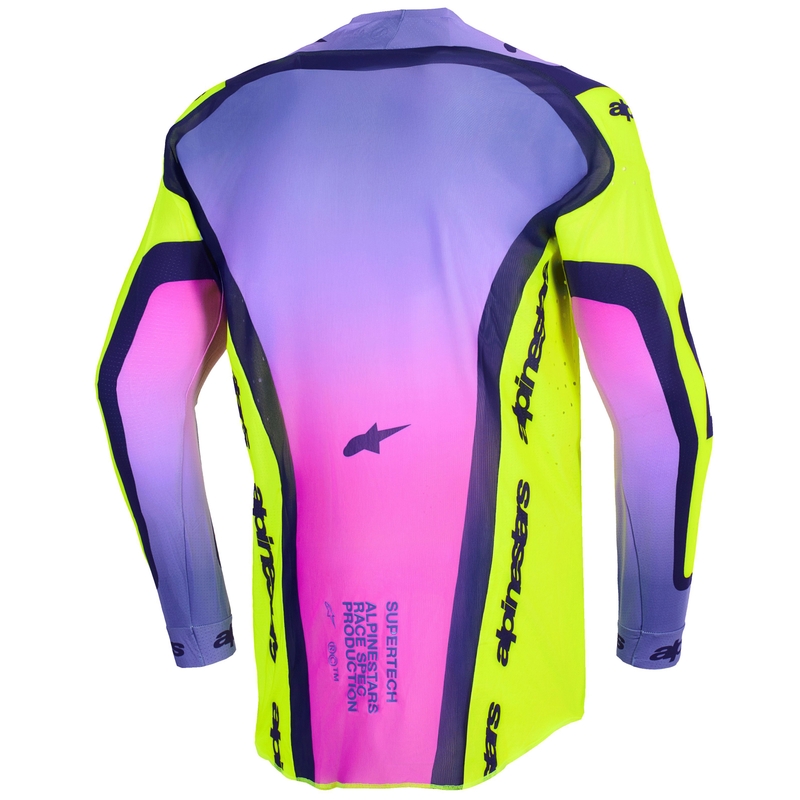Motokros dres Alpinestars Supertech Vista fluo rumeno-vijolično-črn
