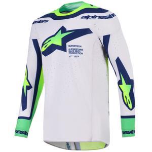 Motokros dres Alpinestars Supertech Vista svetlo sivo-fluo rumeno-zeleno-modro-roza