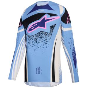Ženski motokros dres Alpinestars Stella Techstar Nomur, svetlo modro-bela, umazano bela-črna-roza
