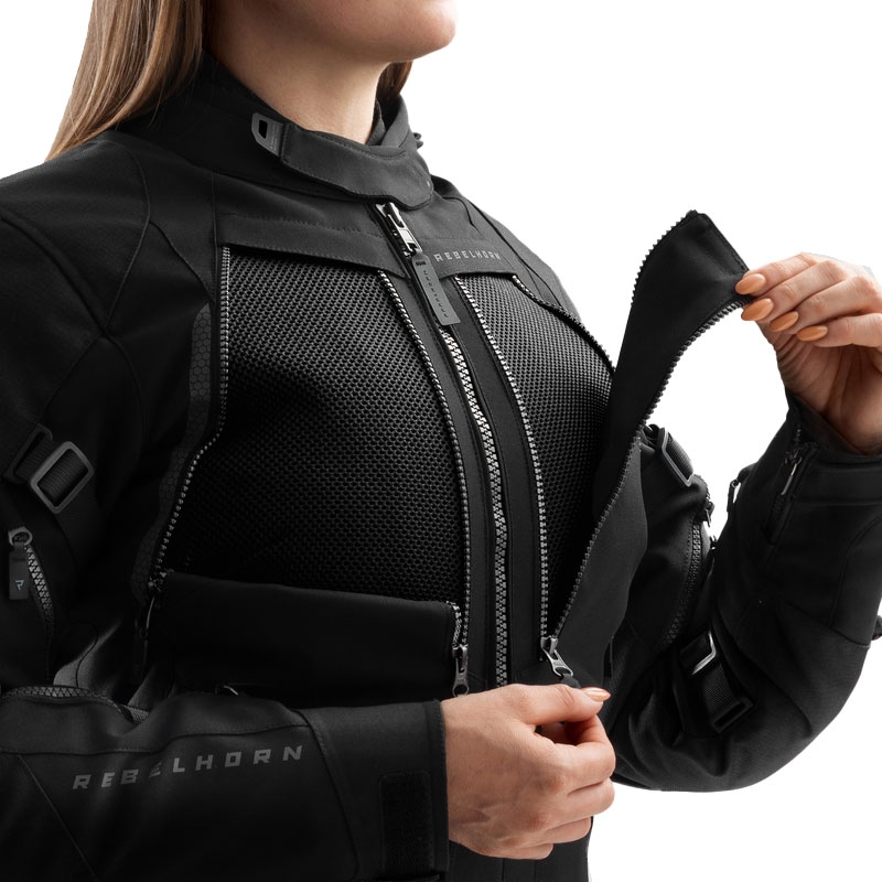 Ženska motoristična jakna Rebelhorn Hardy 3.0 črna