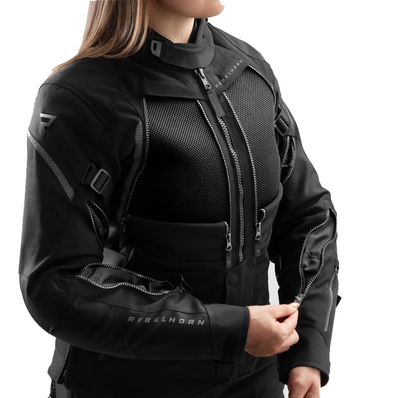 Ženska motoristična jakna Rebelhorn Hardy 3.0 črna