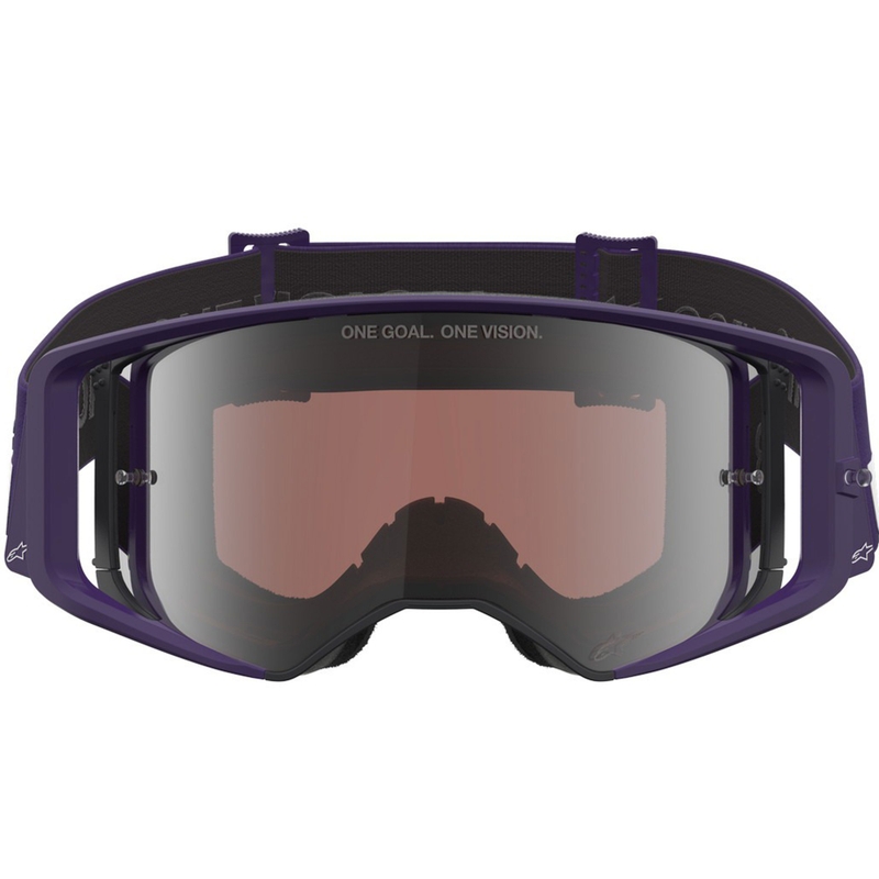 Motokros očala Alpinestars Supertech Vision Hunta96 XXV vijolično-bela z zrcalno srebrnim pleksi steklom