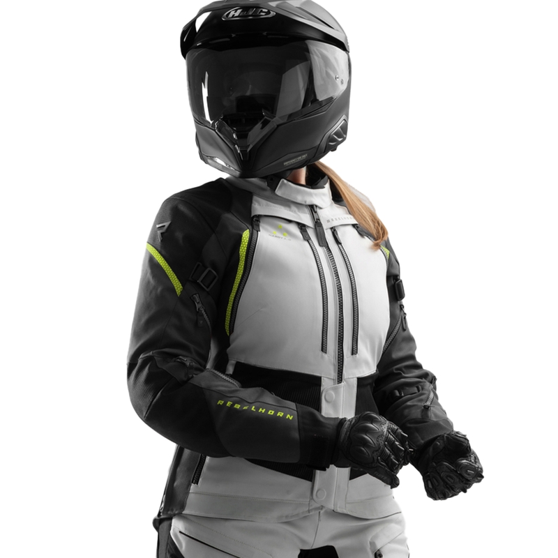 Ženska motoristična jakna Rebelhorn Hardy 3.0 črno-sivo-fluo rumena