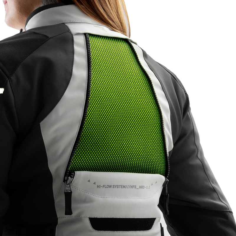 Ženska motoristična jakna Rebelhorn Hardy 3.0 črno-sivo-fluo rumena