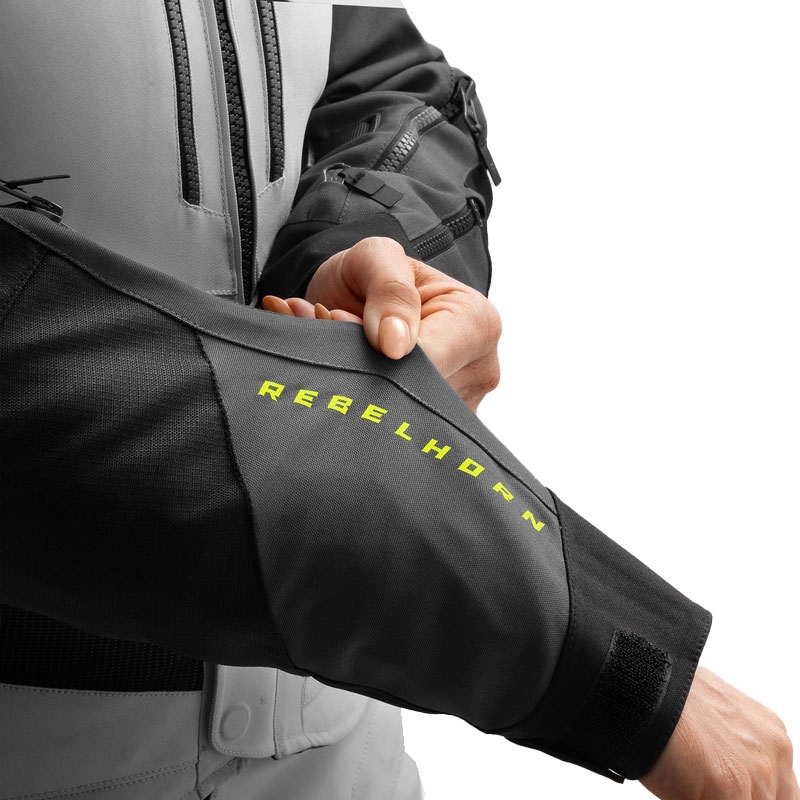 Ženska motoristična jakna Rebelhorn Hardy 3.0 črno-sivo-fluo rumena