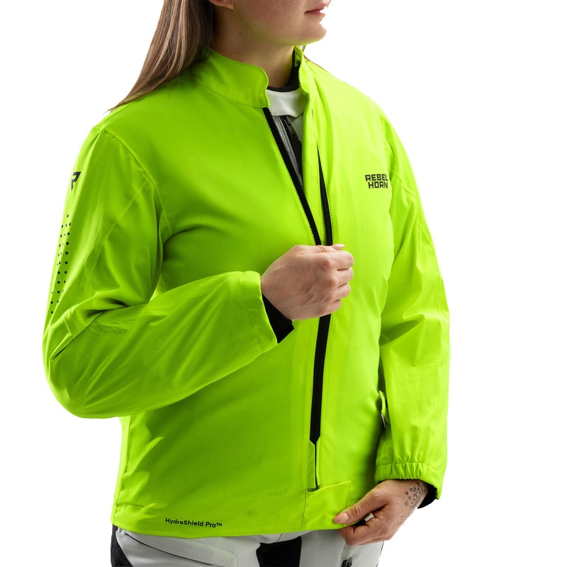 Ženska motoristična jakna Rebelhorn Hardy 3.0 črno-sivo-fluo rumena