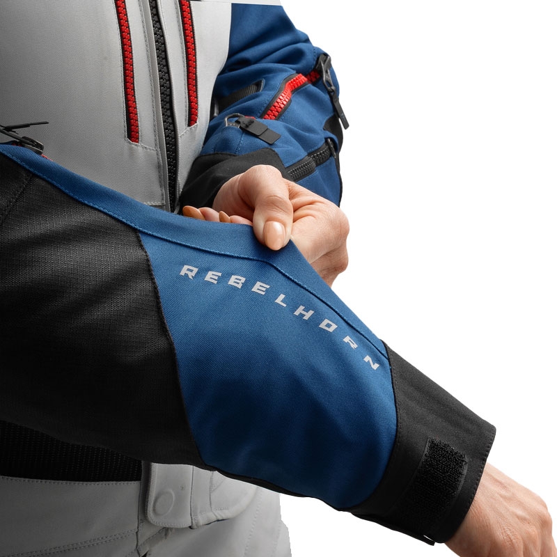 Ženska motoristična jakna Rebelhorn Hardy 3.0 modro-sivo-rdeča
