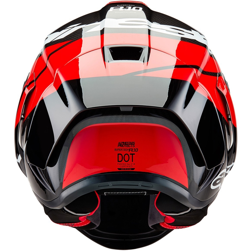 Alpinestars Supertech R-10 Element karbonska fluo motoristična čelada z integriranim obrazom rdeče-bela