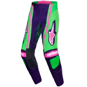 Motokros hlače Alpinestars Techstar Nomur temno vijolično-zeleno-fluo roza