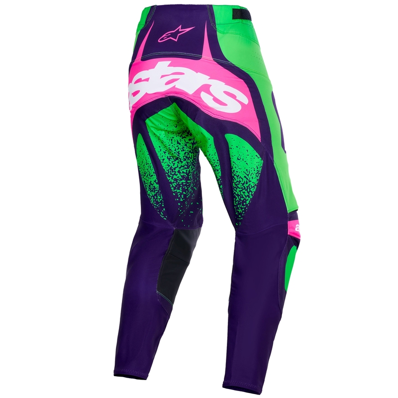 Motokros hlače Alpinestars Techstar Nomur temno vijolično-zeleno-fluo roza