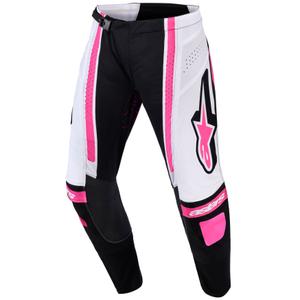 Ženske motokros hlače Alpinestars Stella Techstar Nomur črno-belo-roza