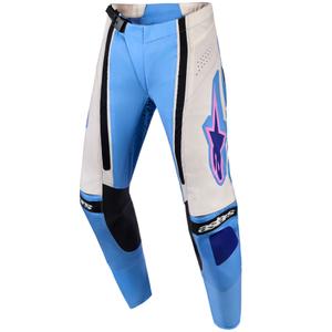 Ženske motokros hlače Alpinestars Stella Techstar Nomur svetlo modro-bele umazano bele-črne-roza