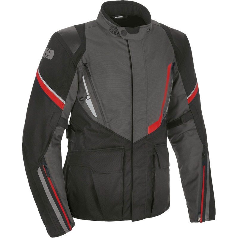 Moto jakna Oxford Montreal 4.0 Dry2Dry™ črno-sivo-rdeča