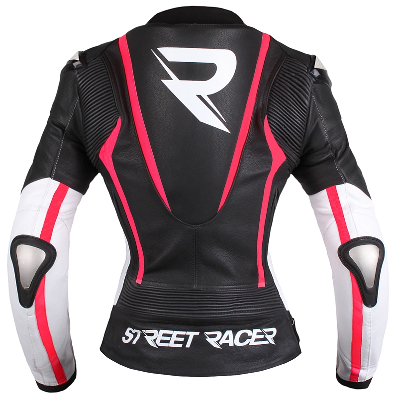 Ženske motoristične jakne Street Racer Electra Black-White-Fluo Pink razprodaja