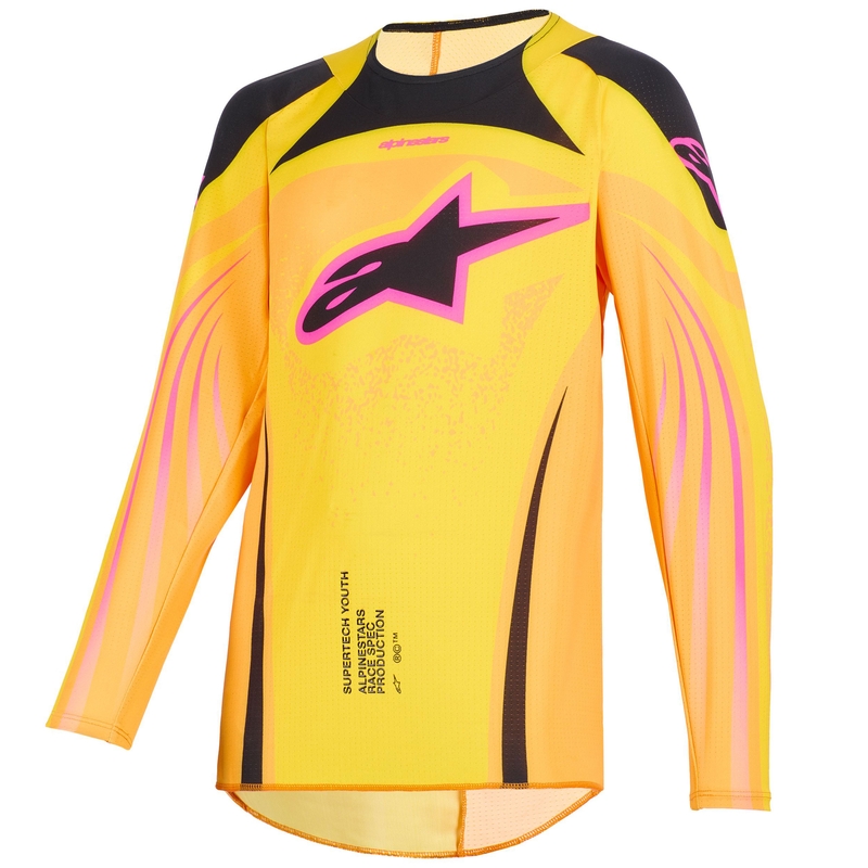 Otroški motokros dres Alpinestars Techstar Nomur oranžno-rumeno-roza