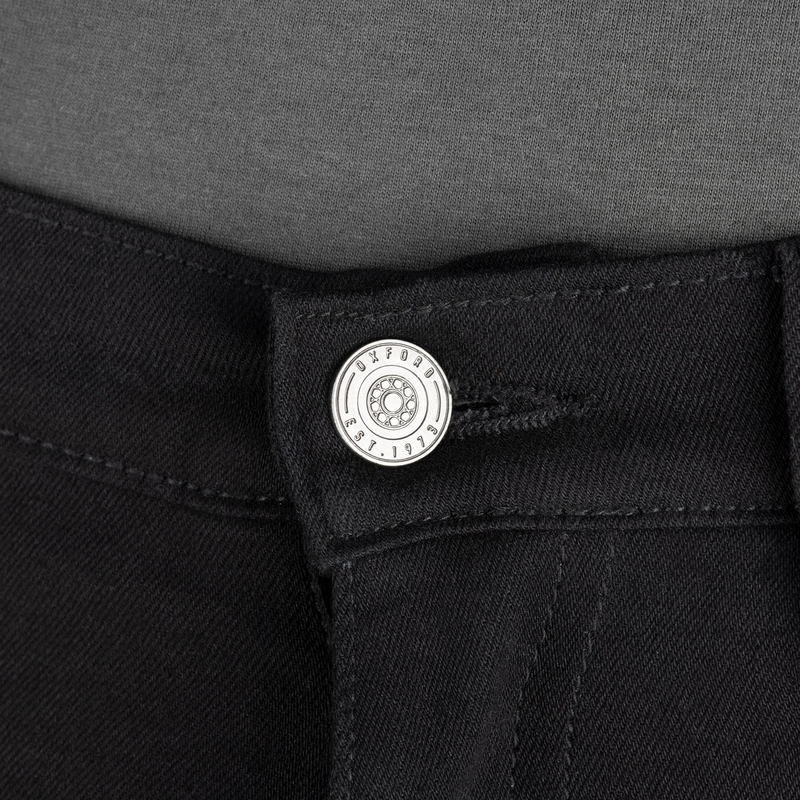 OXFORD ORIGINAL APPROVED SUPER STRETCH JEANS AA SLIM FIT skrajšane motoristične kavbojke črne barve