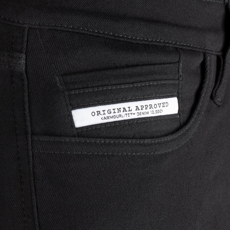 OXFORD ORIGINAL APPROVED SUPER STRETCH JEANS AA SLIM FIT skrajšane motoristične kavbojke črne barve