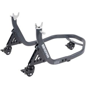 Zadnje stojalo za motor Oxford Zero-G rocker z dodatnim kolesom, črno