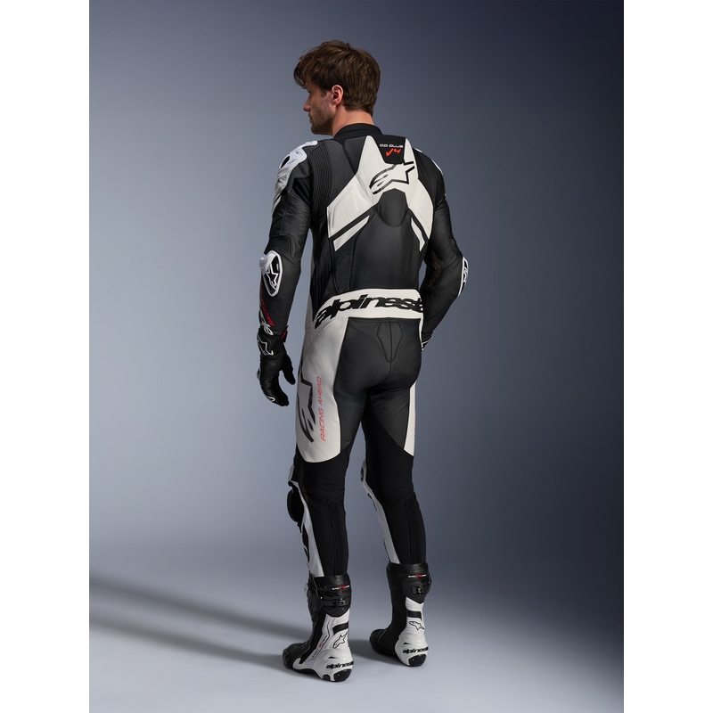 Alpinestars GP Plus V4 Sprint enodelni usnjen kombinezon, združljiv s Tech-Air, črno-belo-rdeč fluo