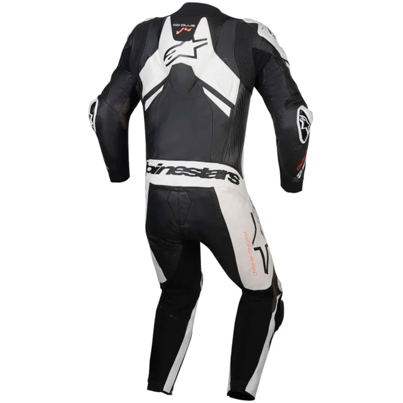 Alpinestars GP Plus V4 Sprint enodelni usnjen kombinezon, združljiv s Tech-Air, črno-belo-rdeč fluo