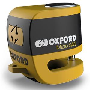Zaklep kolutne zavore Oxford Micro XA5 z integriranim alarmom rumeno-črne barve