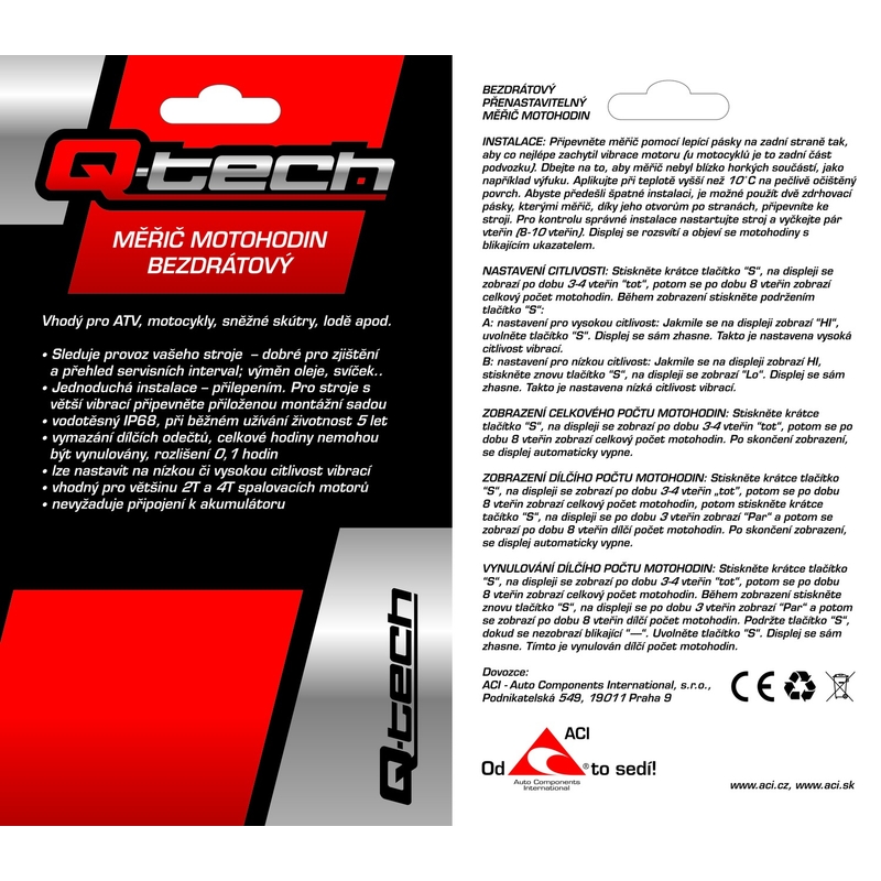 Brezžični števec delovnih ur s ponastavljivim števcem Q-TECH črne barve