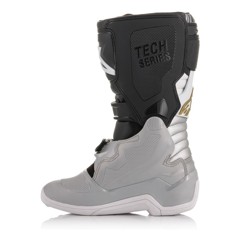 Otroški motokros škornji Alpinestars TECH 7 S črno-srebrno-belo-zlato
