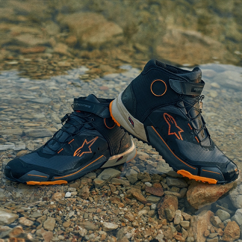 Moto škornji Alpinestars CR-X Drystar črno-rjavo-oranžni