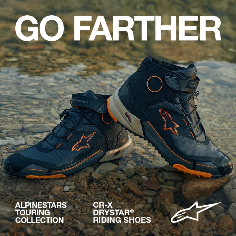 Moto škornji Alpinestars CR-X Drystar črno-rjavo-oranžni