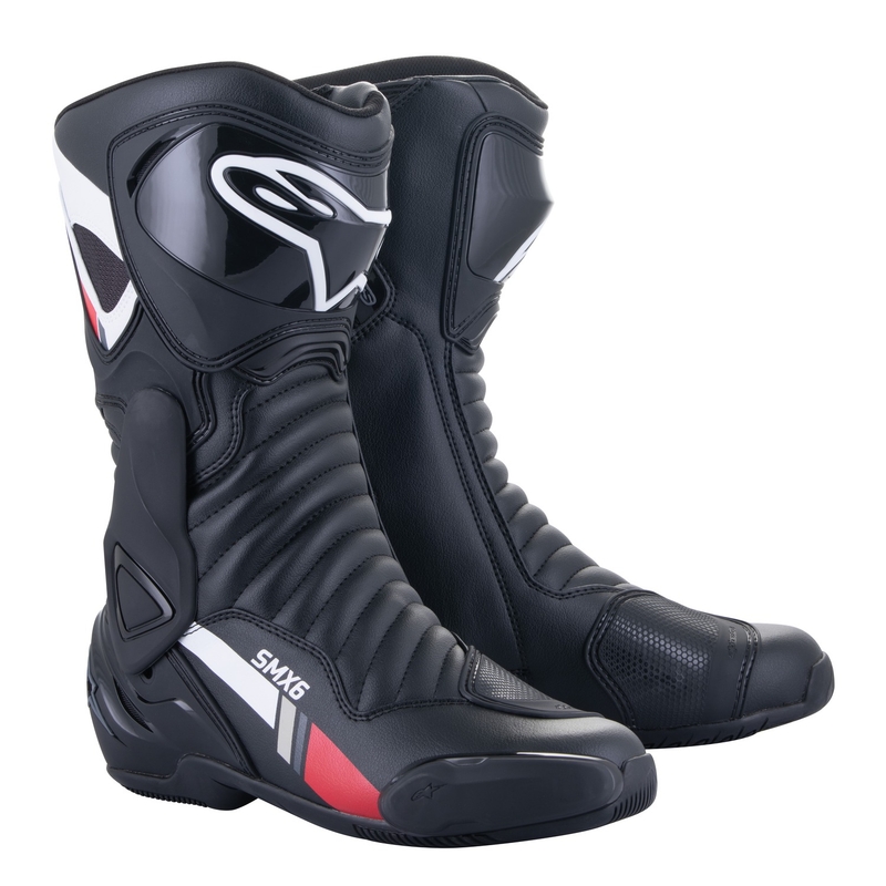Moto škornji Alpinestars S-MX 6 črno-belo-sivo-rdeče barve