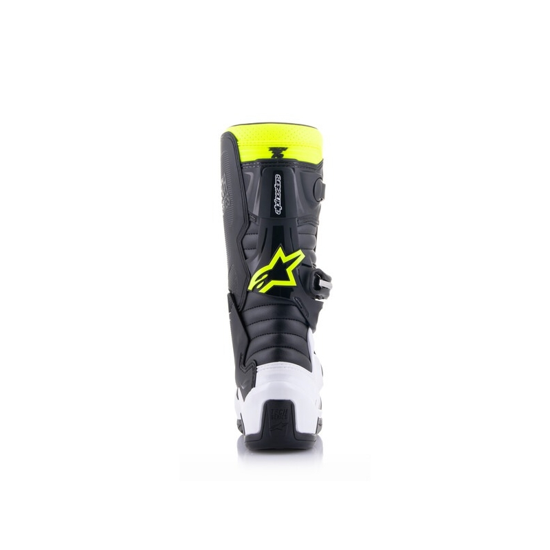 Otroški motoristični škornji Alpinestars Tech 7 S črno-belo-fluo rumeno-modro