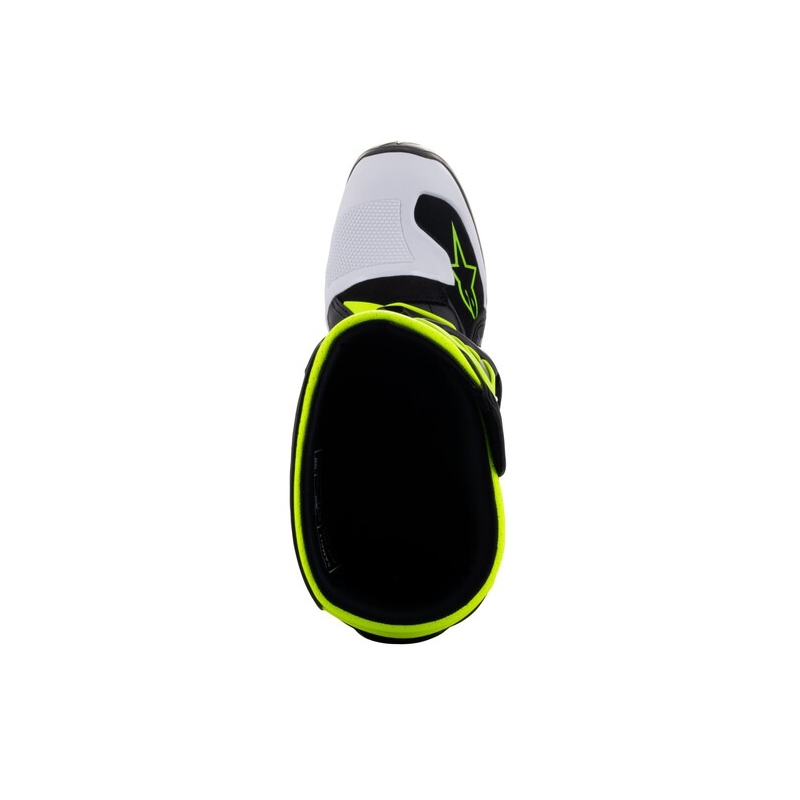 Otroški motoristični škornji Alpinestars Tech 7 S črno-belo-fluo rumeno-modro