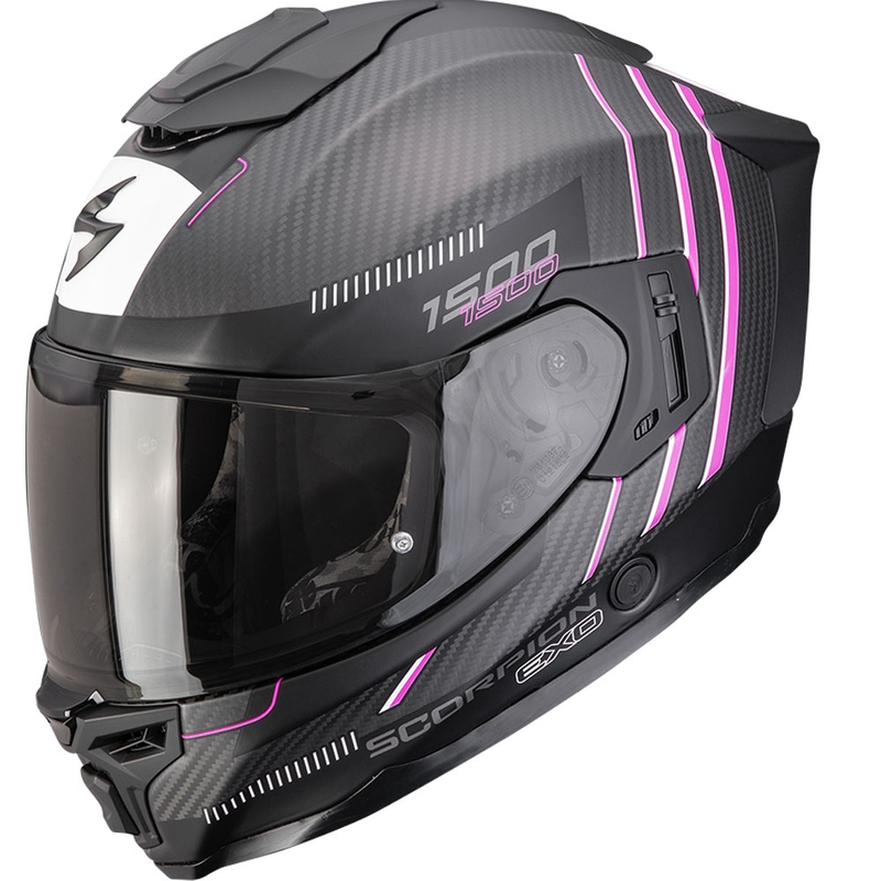 Moto čelada Scorpion EXO-1500 Carbon Air Zity, polnega obraza, mat črno-roza