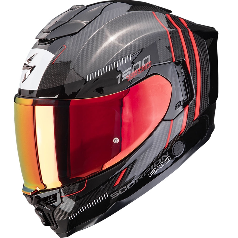 Moto čelada Scorpion EXO-1500 Carbon Air Zity s polnim obrazom, črno-rdeča