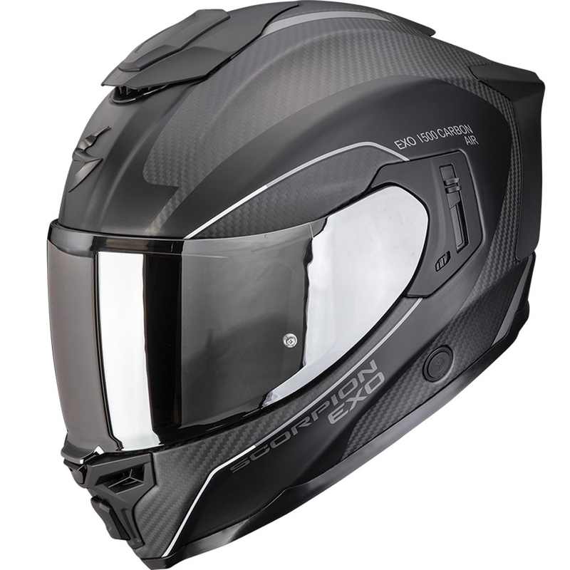 Moto čelada Scorpion EXO-1500 Carbon Air Mundi, polnega obraza, mat črno-srebrna