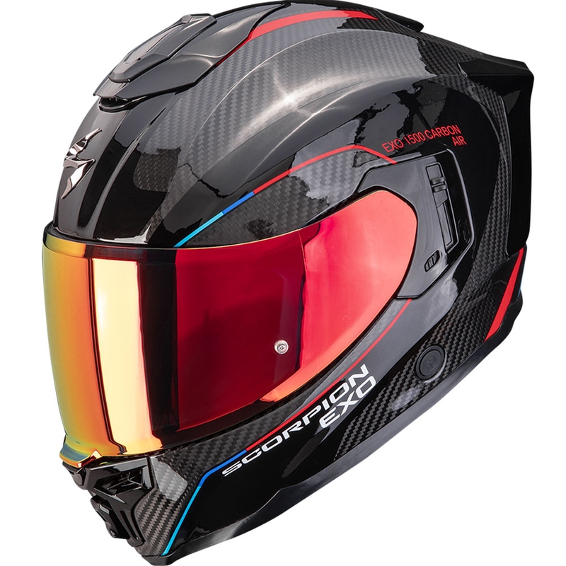 Moto čelada Scorpion EXO-1500 Carbon Air Mundi s polnim obrazom, črno-rdeča
