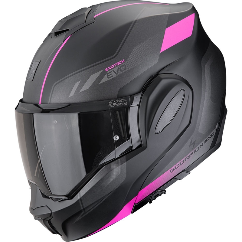 Scorpion EXO-TECH EVO Socius preklopna motoristična čelada mat črno-roza