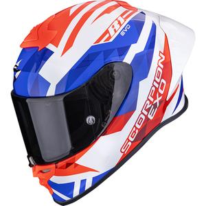 Scorpion EXO-R1 EVO II Air Valere motoristična čelada z integriranim obrazom, belo-rdeče-modra