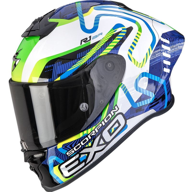 Scorpion EXO-R1 EVO II Air Cornering integralna motoristična čelada belo-modro-zelena