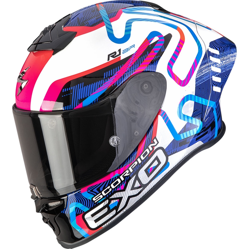 Scorpion EXO-R1 EVO II Air Cornering integralna motoristična čelada bela-modro-roza