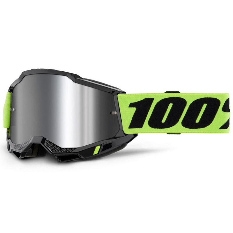 Motokros očala 100% Accuri 2 fluo rumena s srebrnim pleksi steklom
