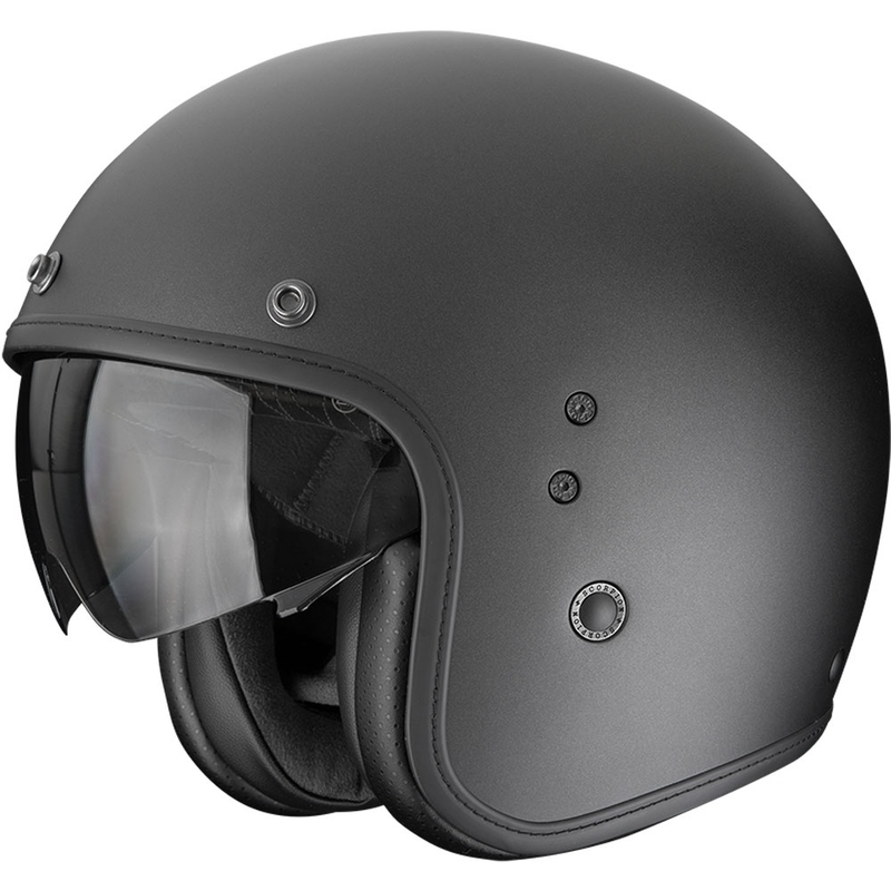 Moto čelada Scorpion Belfast EVO Solid z odprtim obrazom, mat biserno črna