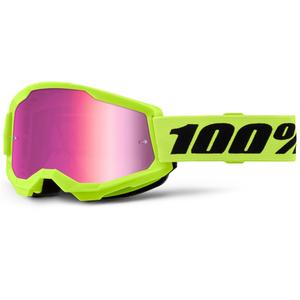 Otroška motokros očala 100% STRATA 2 fluo rumena z roza pleksi steklom