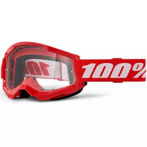 Otroška motokros očala 100% STRATA 2 rdeča s prozornim pleksi steklom