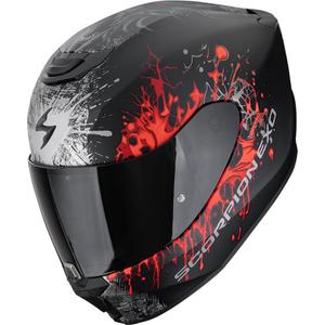 Scorpion EXO-391 Wolf motoristična čelada z integriranim obrazom, mat črno-srebrno-rdeča