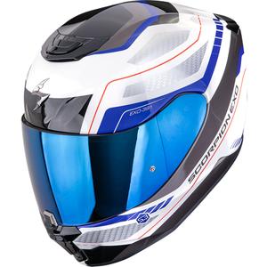 Scorpion EXO-391 Leo motoristična čelada z integriranim obrazom, belo-modra
