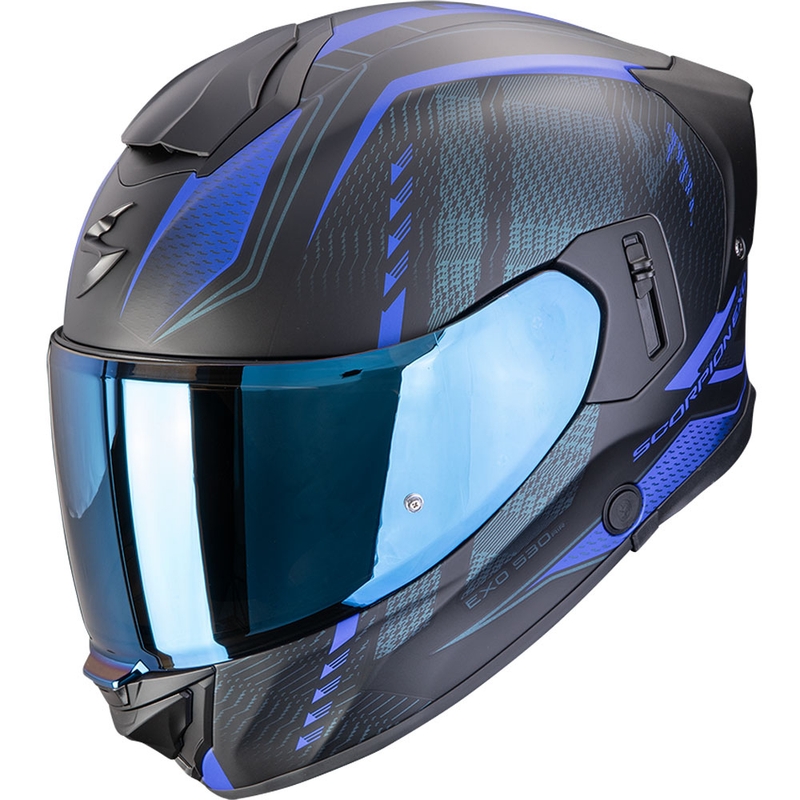 Scorpion EXO-530 Air Theras motoristična čelada z integriranim obrazom, mat črno-modra