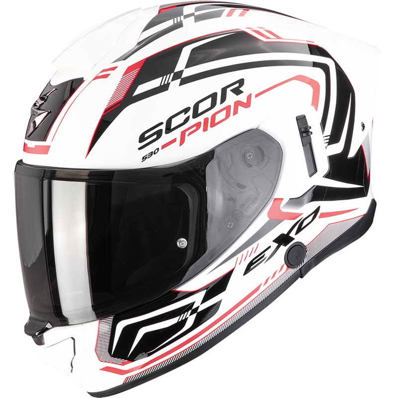 Scorpion EXO-530 Air Slope motoristična čelada z integriranim obrazom, bela-črna-rdeča