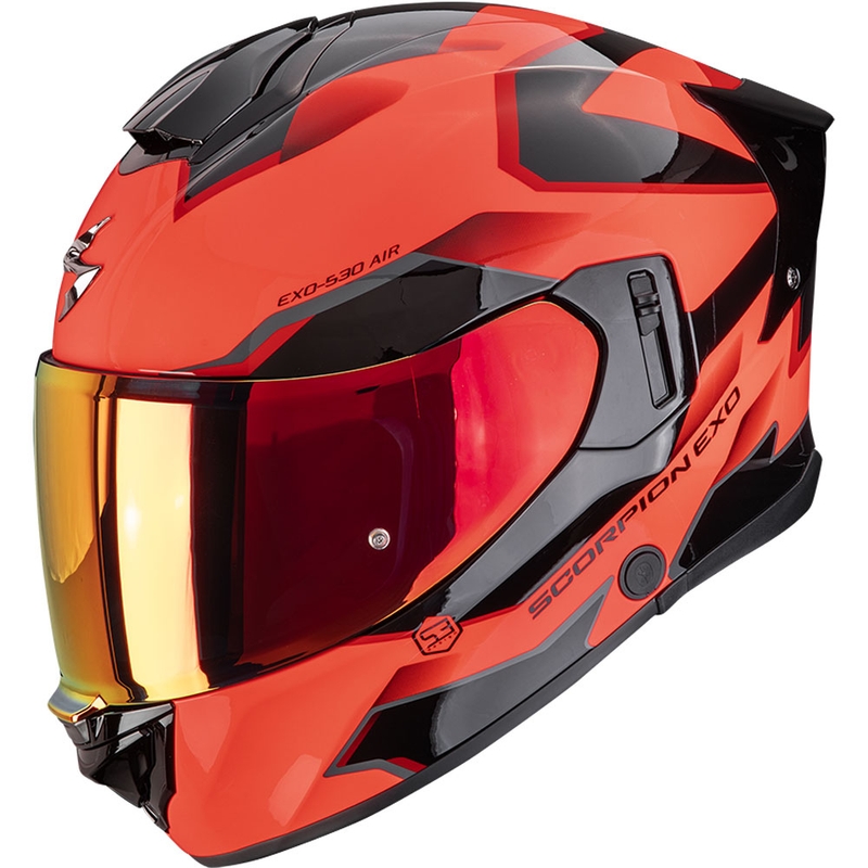 Scorpion EXO-530 Air Clip motoristična čelada z integriranim obrazom, fluo rdeče-črna