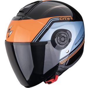 Odprta motoristična čelada Scorpion EXO-CITY II Vita črno-modro-oranžna